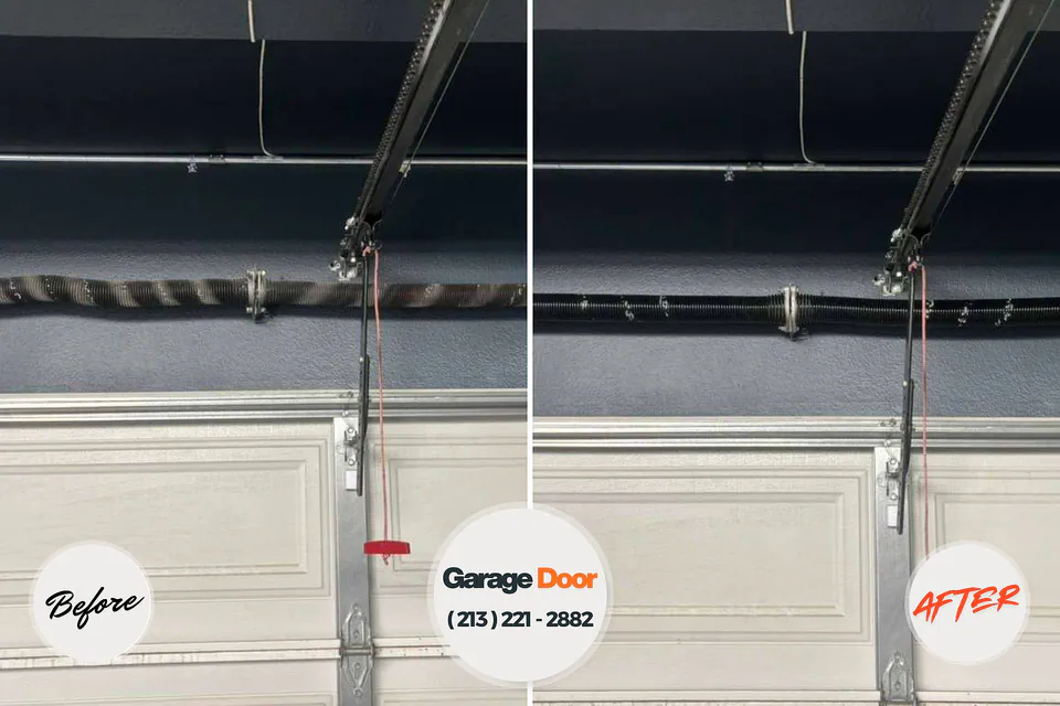 Before and after: garage door repair Brighton, TN